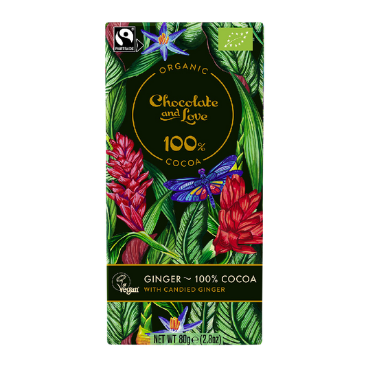 GINGER 100% COCOA - EXTRA DARK CHOCOLATE WITH CANDIED GINGER