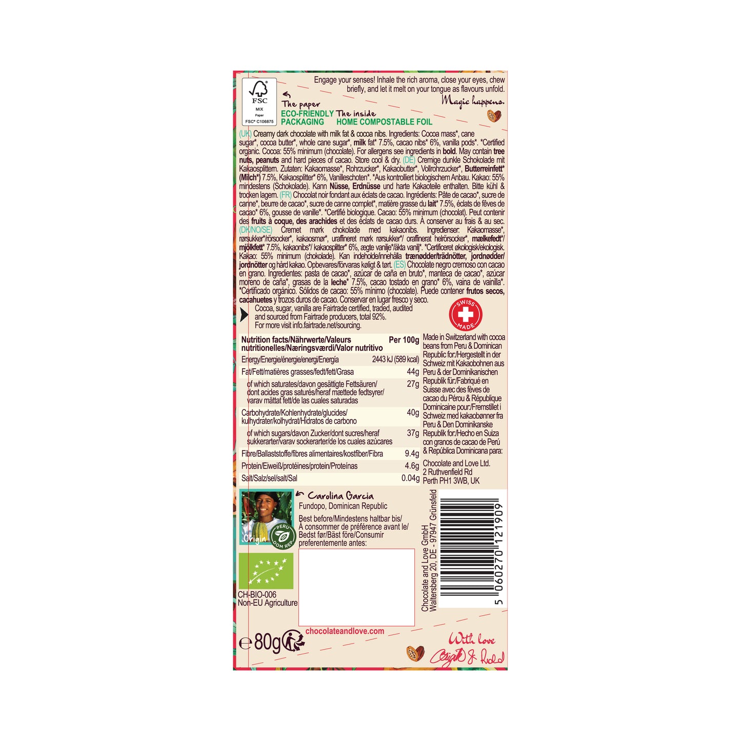 CREAMY DARK 55% - CREAMY DARK CHOCOLATE WITH CACAO NIBS