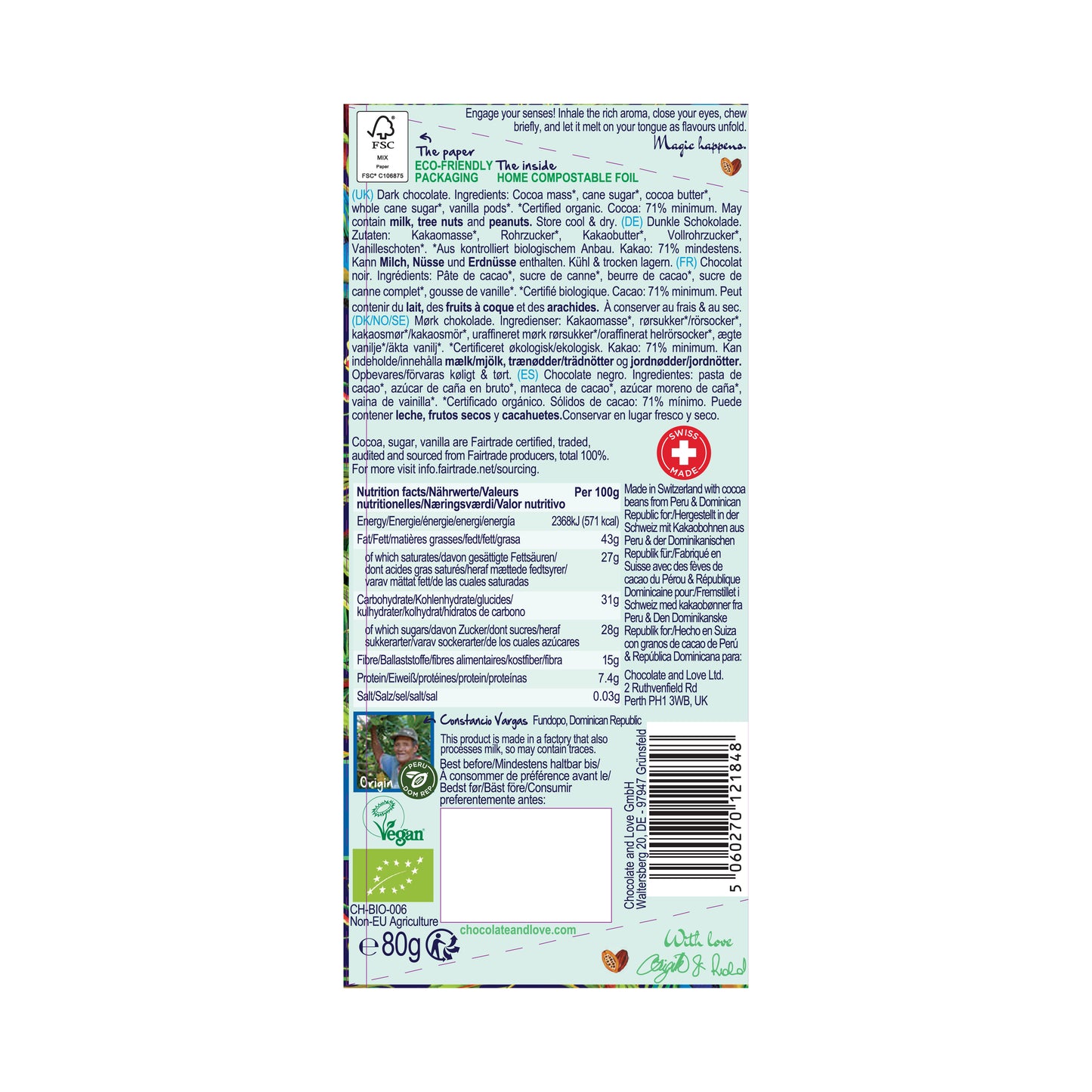 RICH DARK 71% - DARK CHOCOLATE PERU & DOMINICAN REPUBLIC