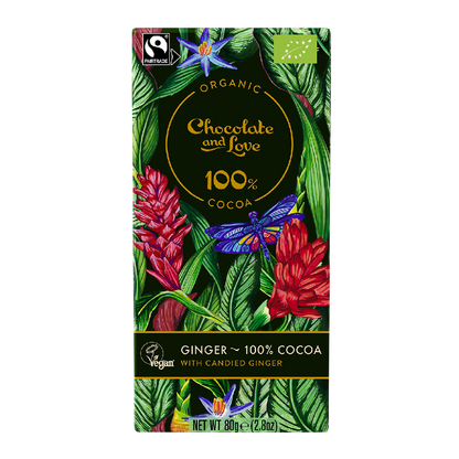 GINGER 100% COCOA - EXTRA DARK CHOCOLATE WITH CANDIED GINGER