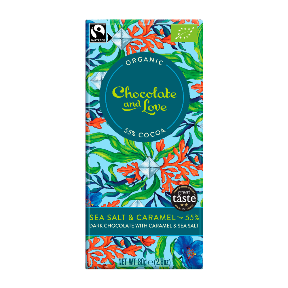 SEA SALT 55% - DARK CHOCOLATE BAR WITH CARAMEL & SEA SALT, OUR BEST SELLER !