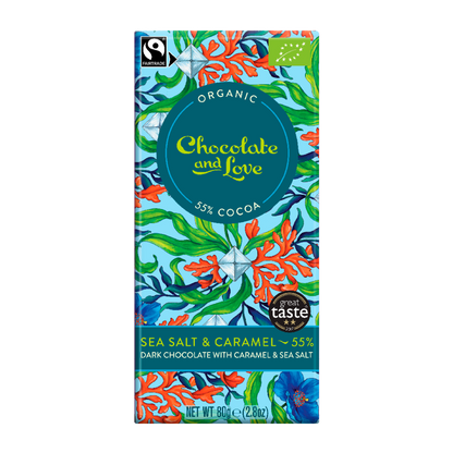 SEA SALT 55% - DARK CHOCOLATE BAR WITH CARAMEL & SEA SALT, OUR BEST SELLER !