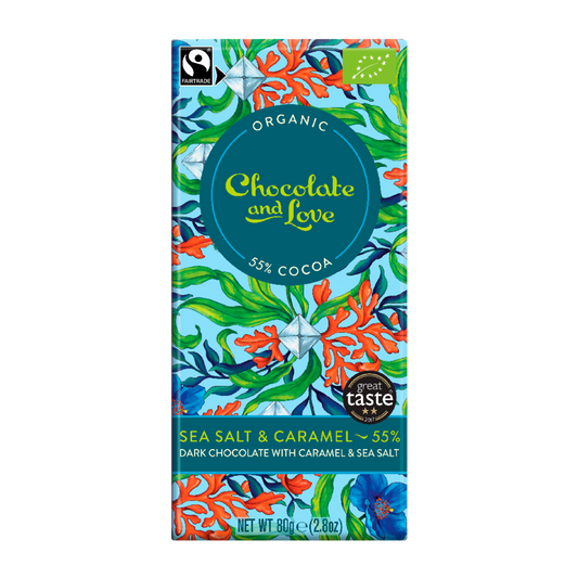 SEA SALT 55% - DARK CHOCOLATE BAR WITH CARAMEL & SEA SALT, OUR BEST SELLER !