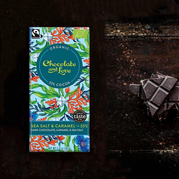 SEA SALT 55% - DARK CHOCOLATE BAR WITH CARAMEL & SEA SALT, OUR BEST SELLER !